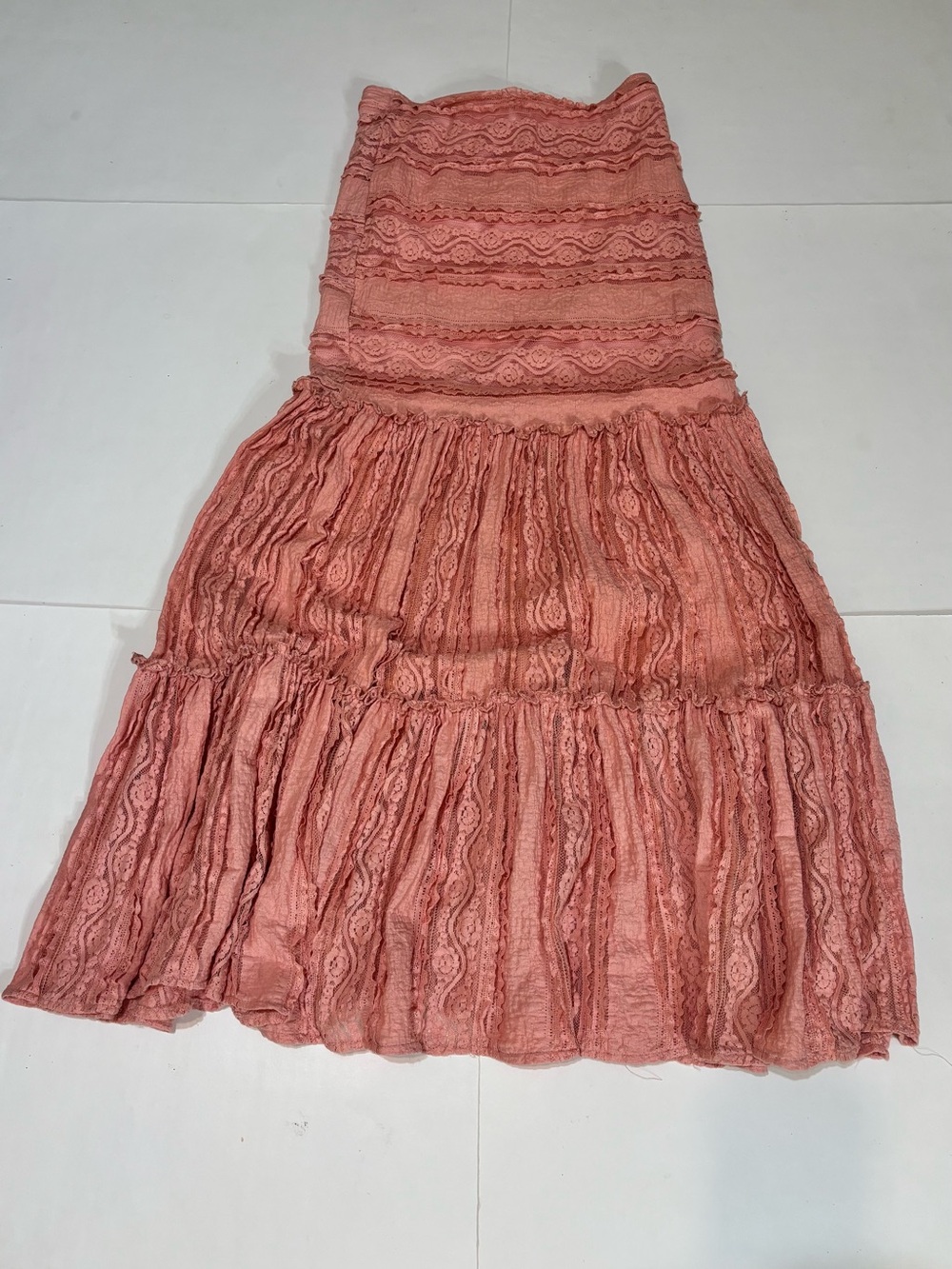 Dani Collection Coral Lace Tiered Maxi Skirt